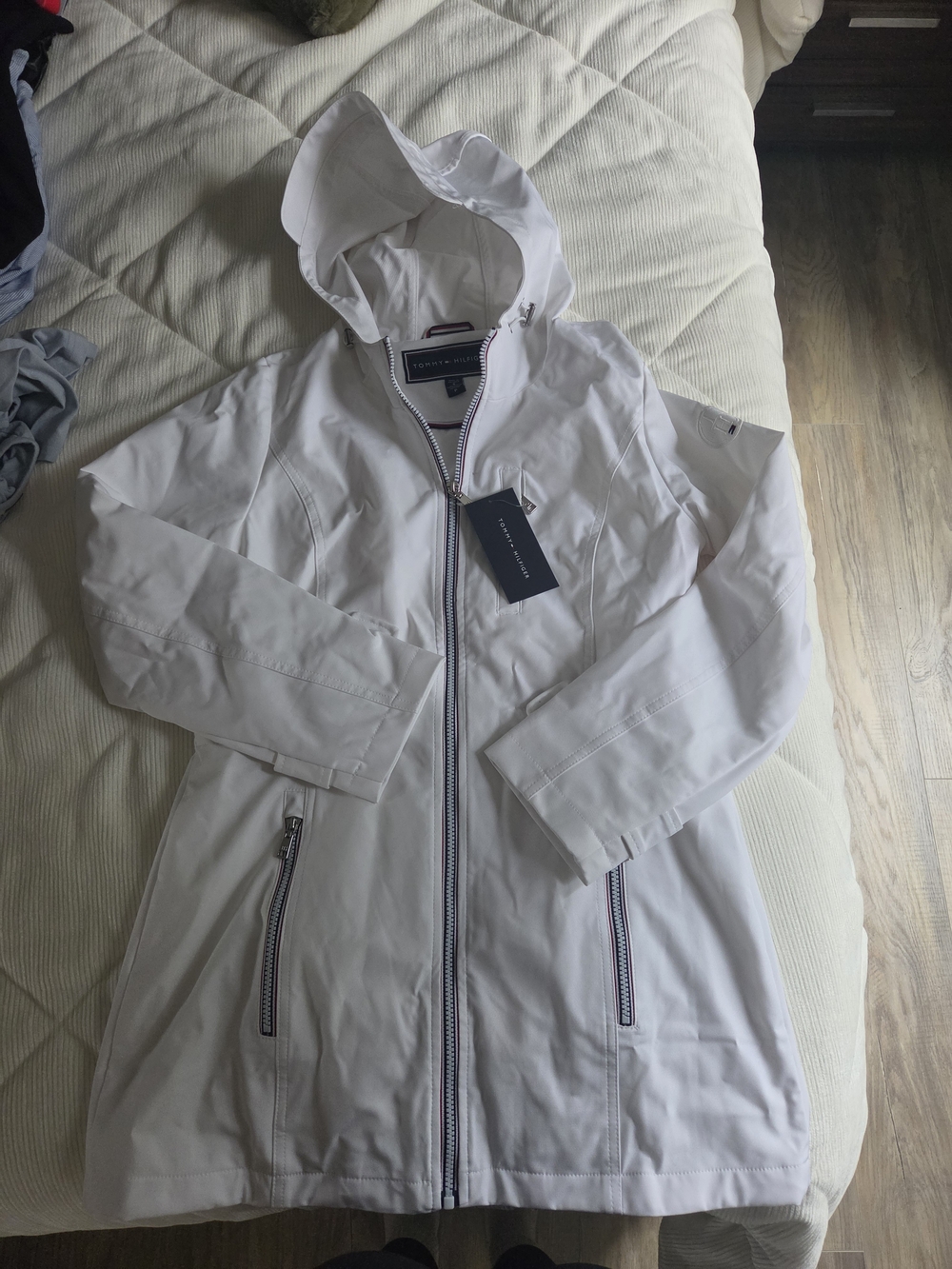 Tommy Hilfiger White Hooded Women's Raincoat